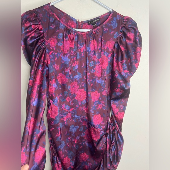 For Love And Lemons Purple Endless Floral Puff Sleeve Bodycon Dress - Picture 9 of 11